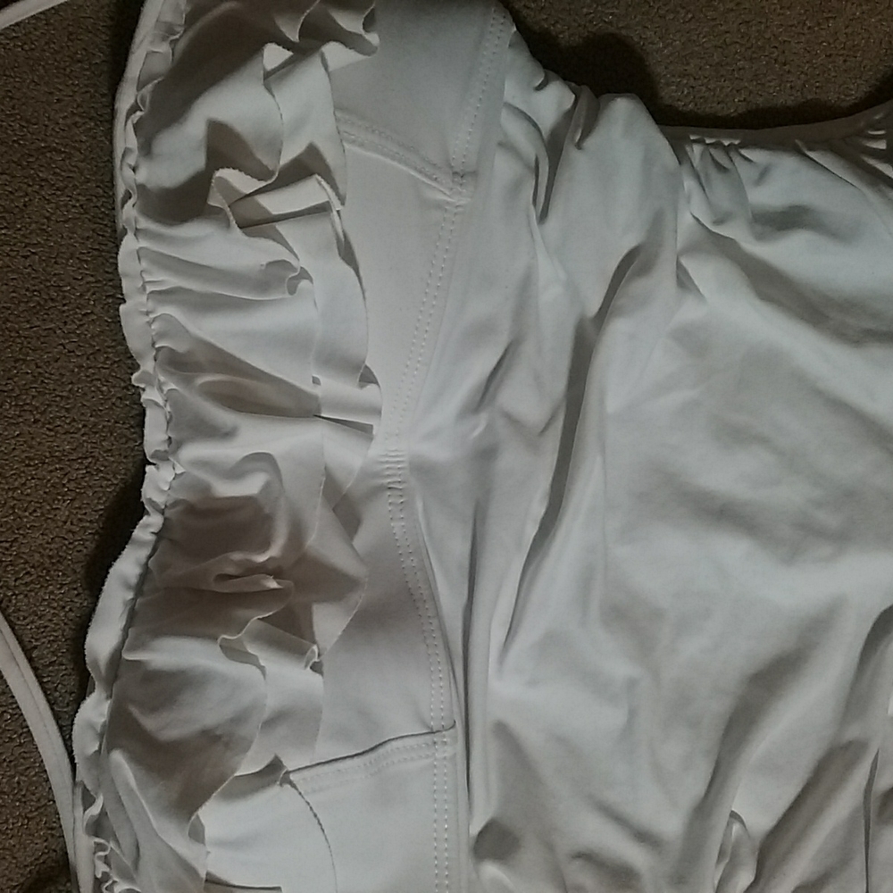 La Blanca One piece ruffle White Swimsuit - Picture 2 of 5